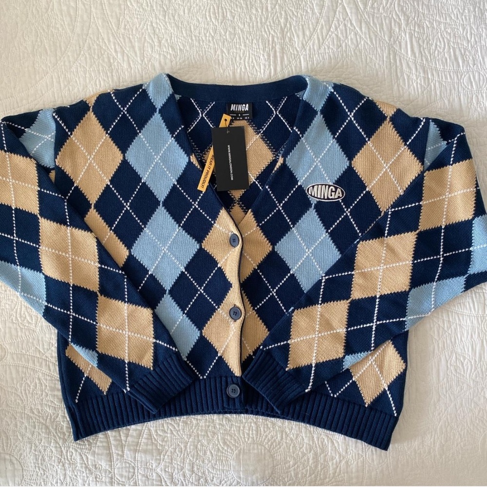 Minga London Argyle Cardigan Sweater